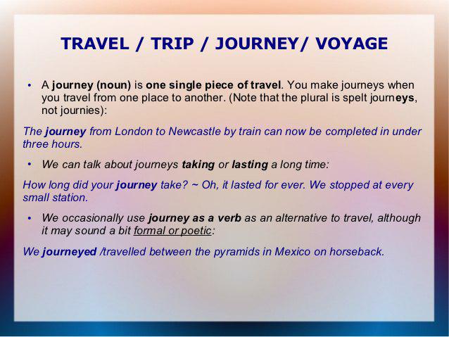 تفاوت کلمات Travel ،Trip ،Journey و Voyage   تفاوت کلمات Travel ،Trip ،Journey و Voyage photo 2018 02 10 00 23 21